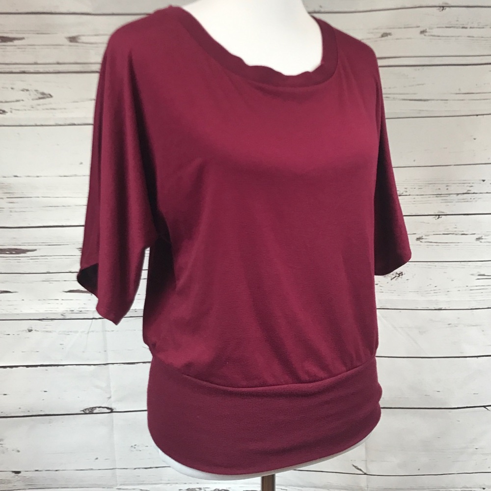 Lace Back Blouse Burgandy size Small - Picture 3 of 5